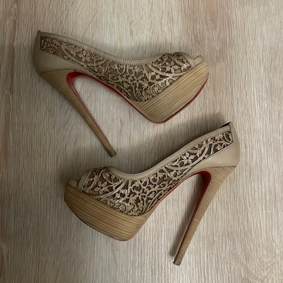 Louboutin Pampas 150MM Nude Laser Cut - 36 - Picture 7 of 9